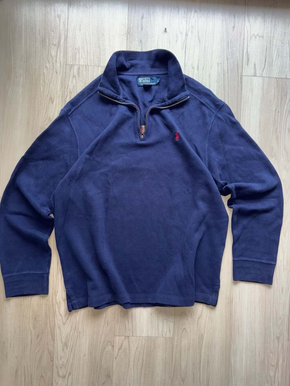 Polo Ralph Lauren Navy Blue Quarter-Zip Pullover Sweater Size L